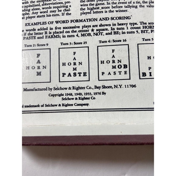 1976 SELCHOW & RIGHTER "SCRABBLE" Crossword Board Game - Picture 7 of 11